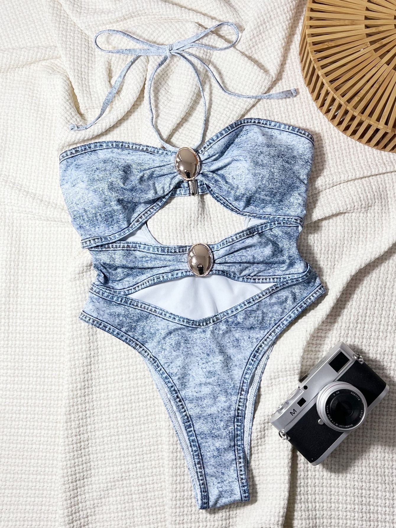 Denim Wave Monokini