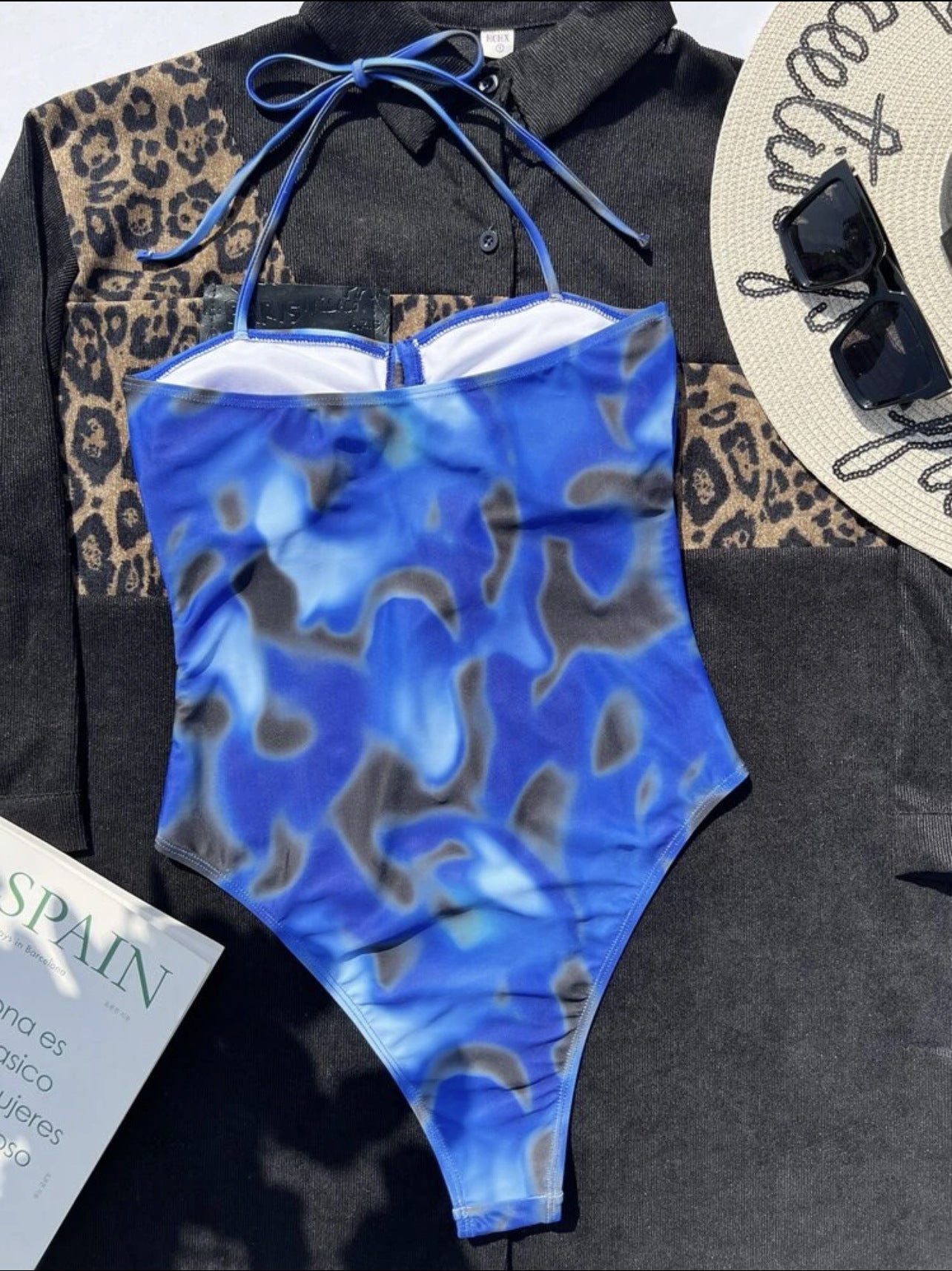Blue And Black Monokini