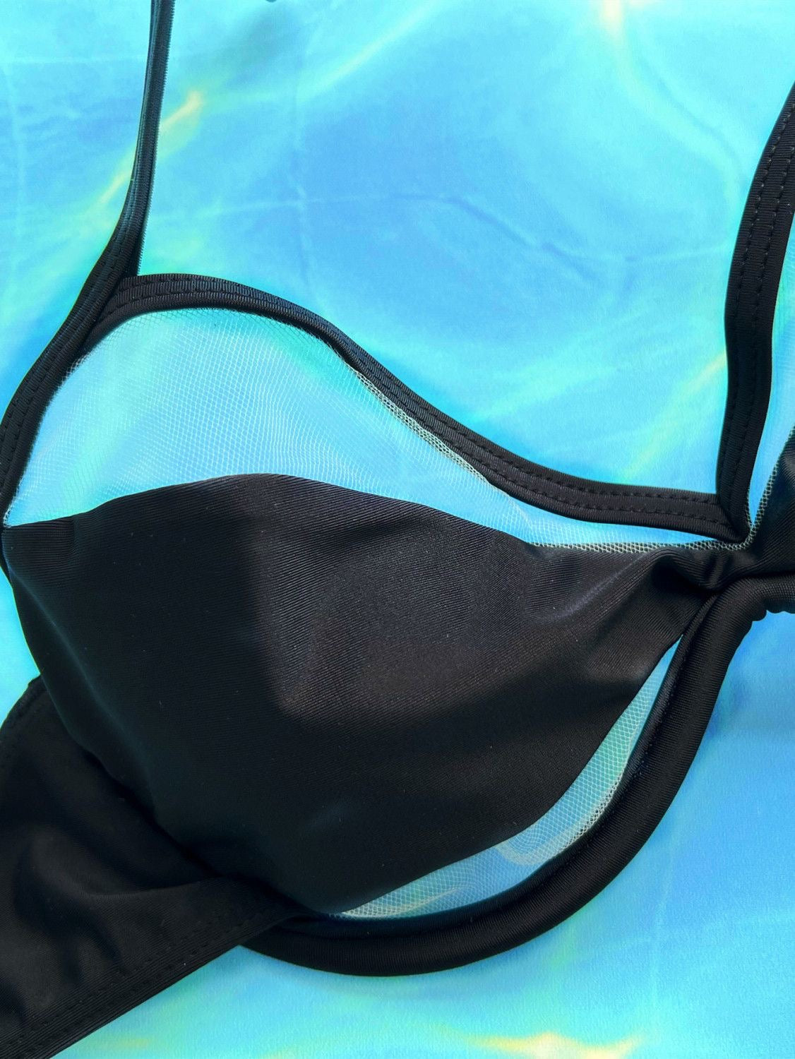 Mesh Details Black Bikini