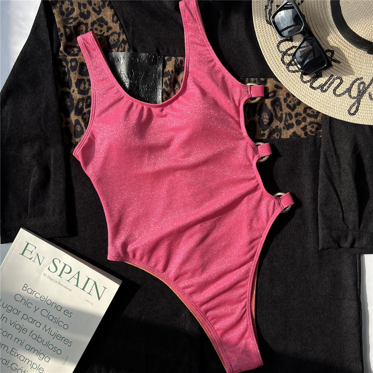 Pink And Orange Glitter One Piece