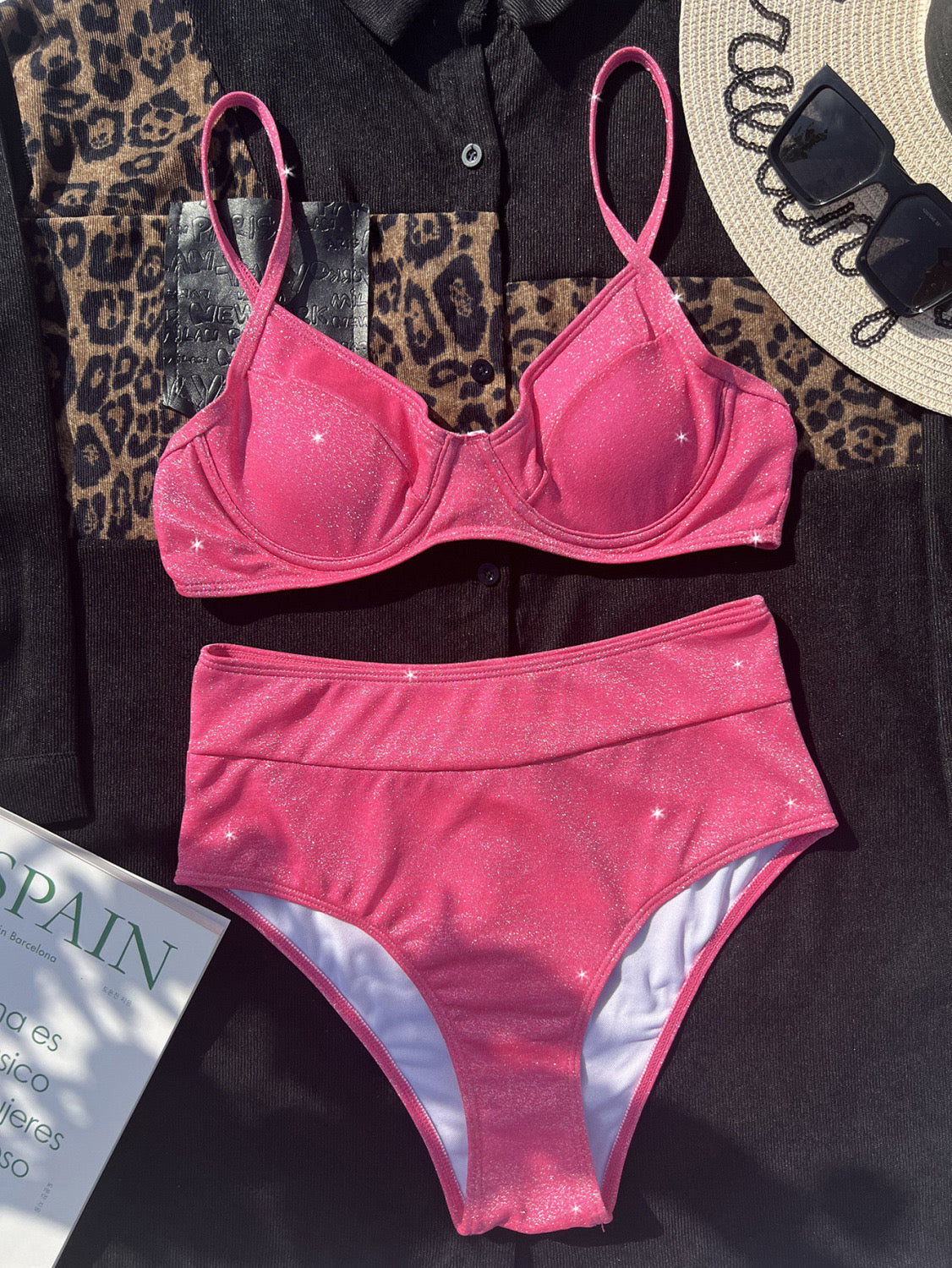 Pink Glitter High Waist Set
