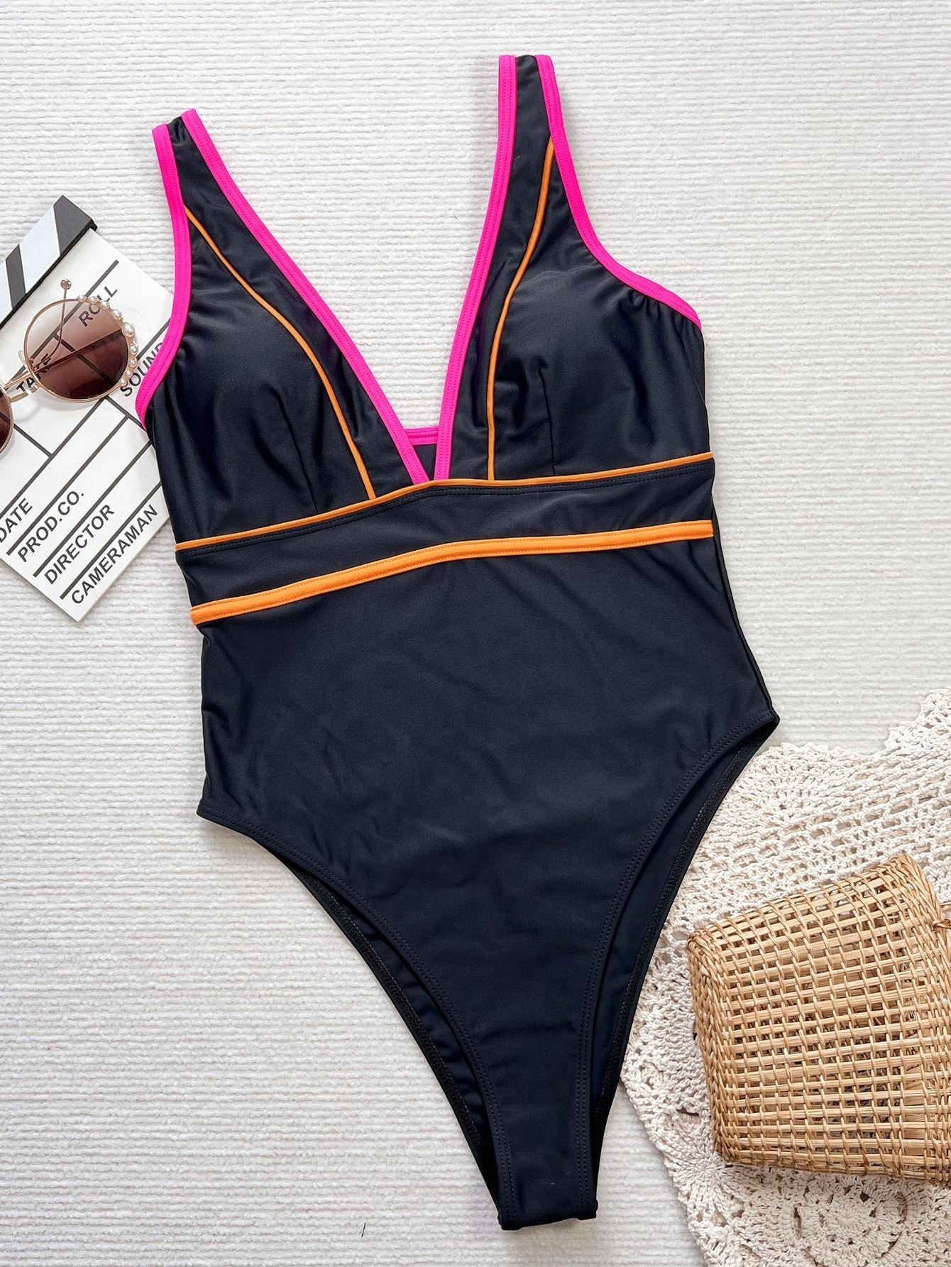 Pink Orange Accent One Piece