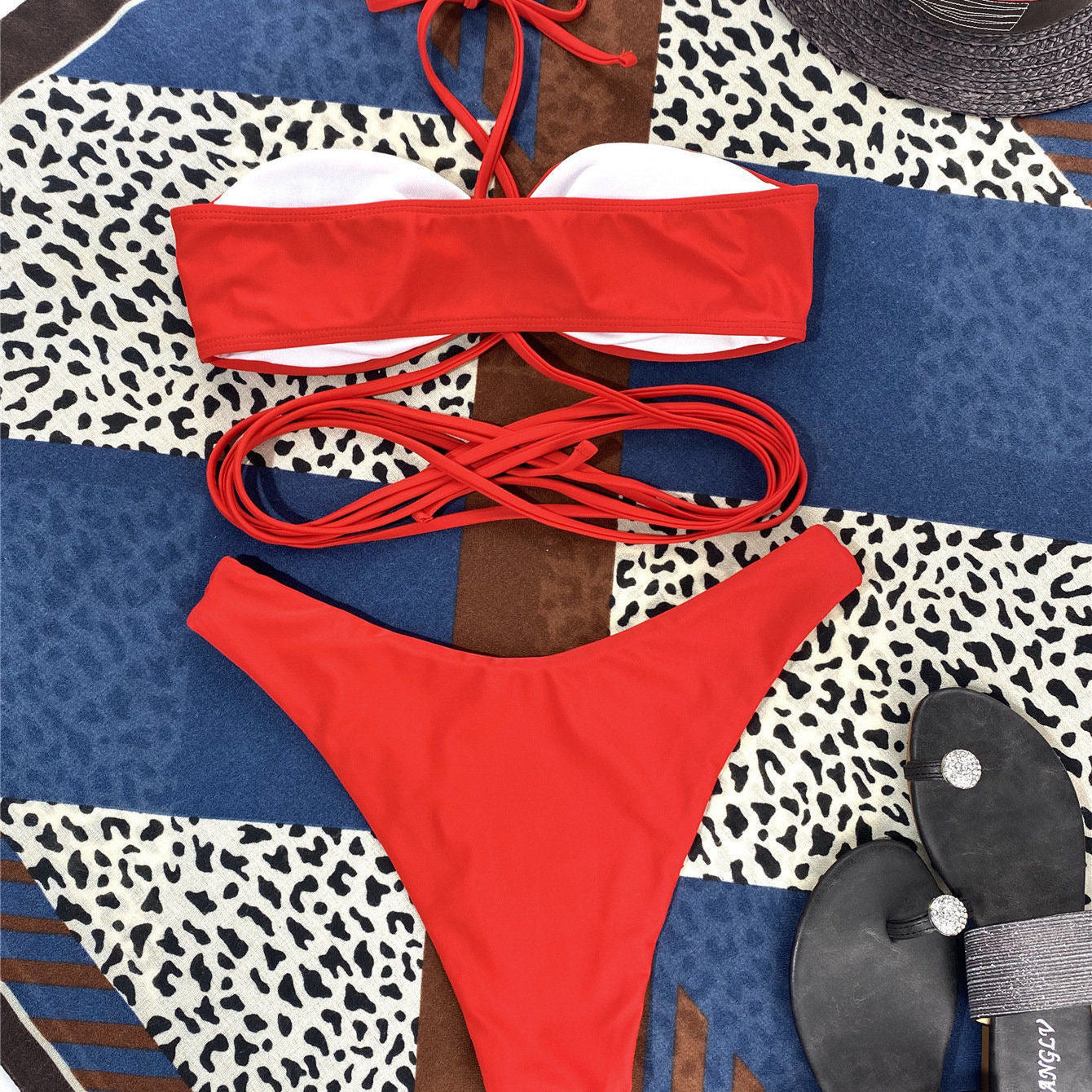 Walking Red Flag Bikini