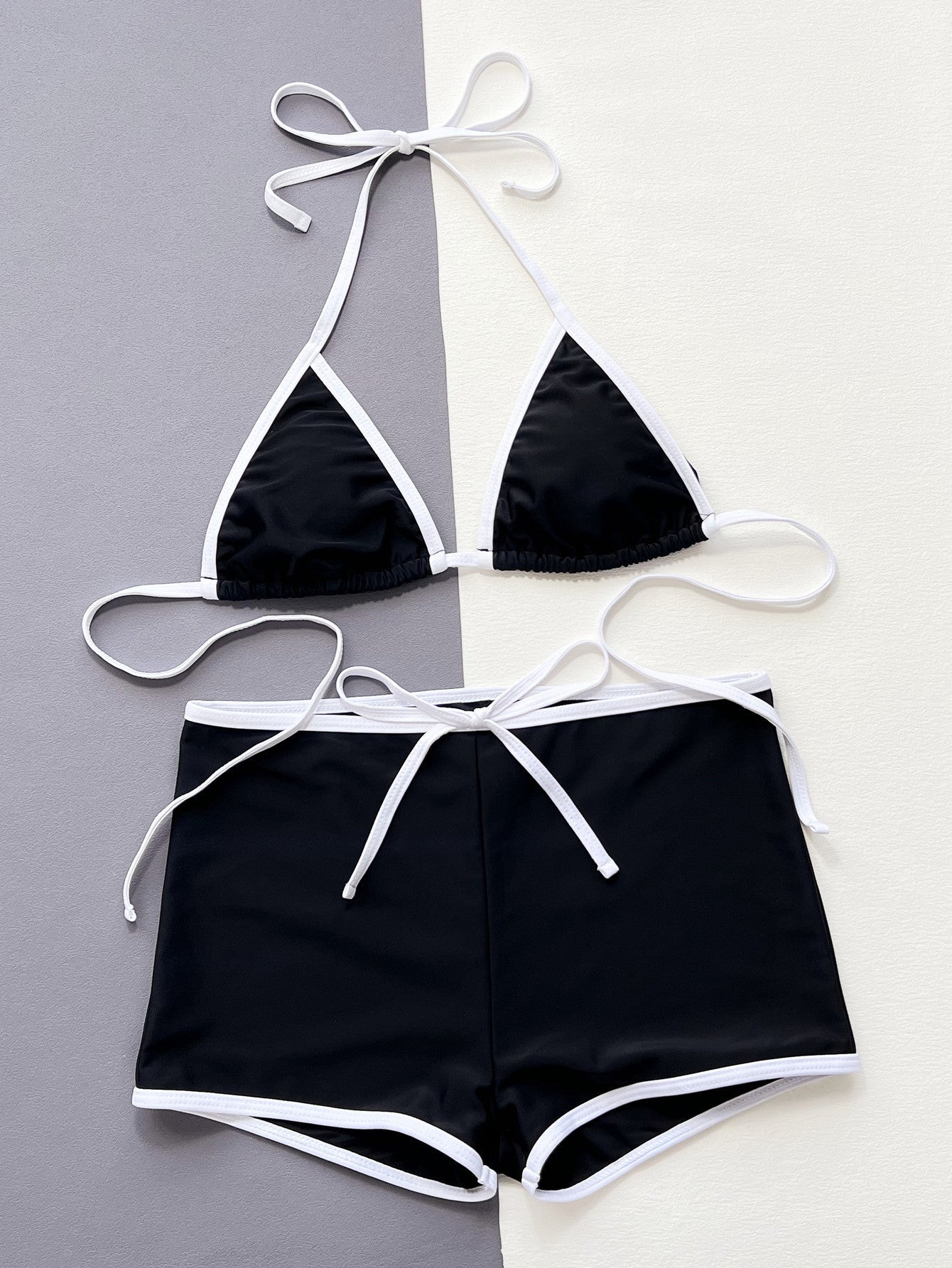Black And White Shorts Set