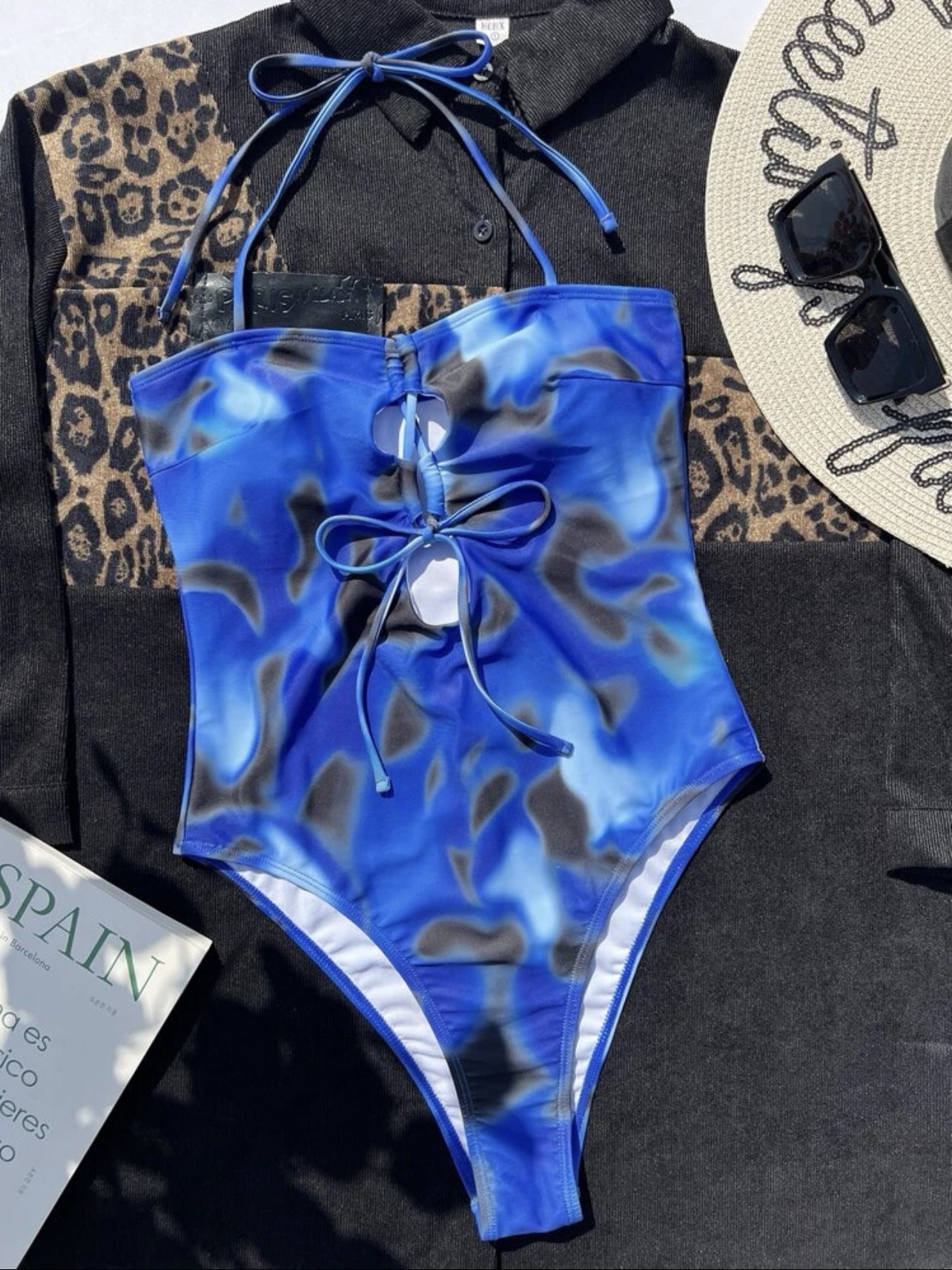 Blue And Black Monokini