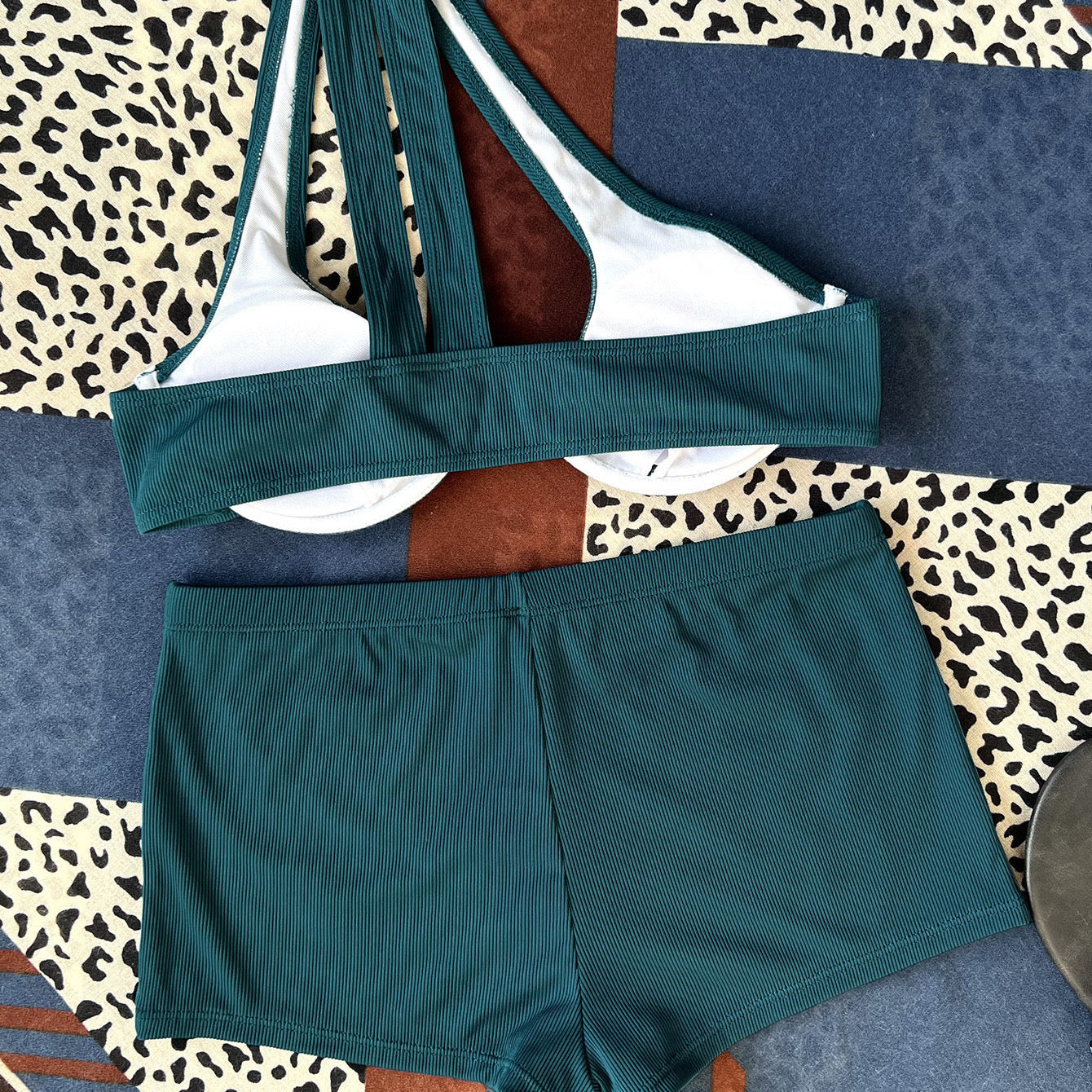 One Shoulder Underwire Shorts Set