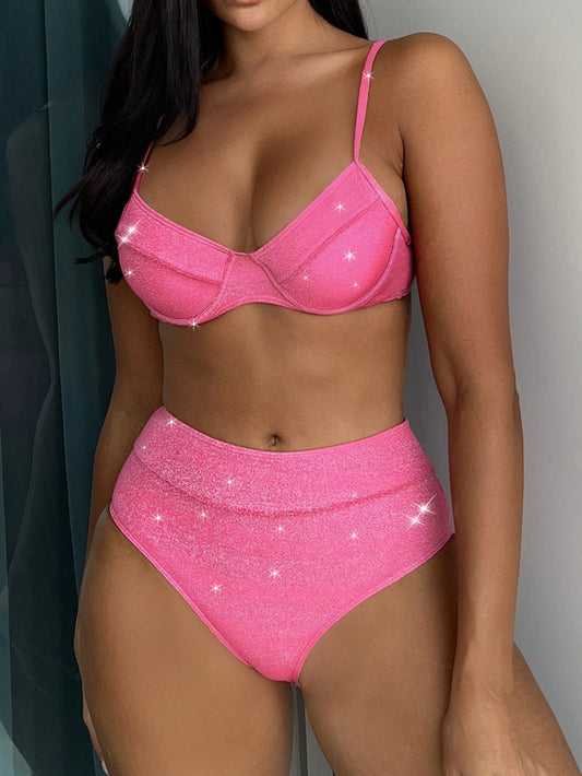 Pink Glitter High Waist Set
