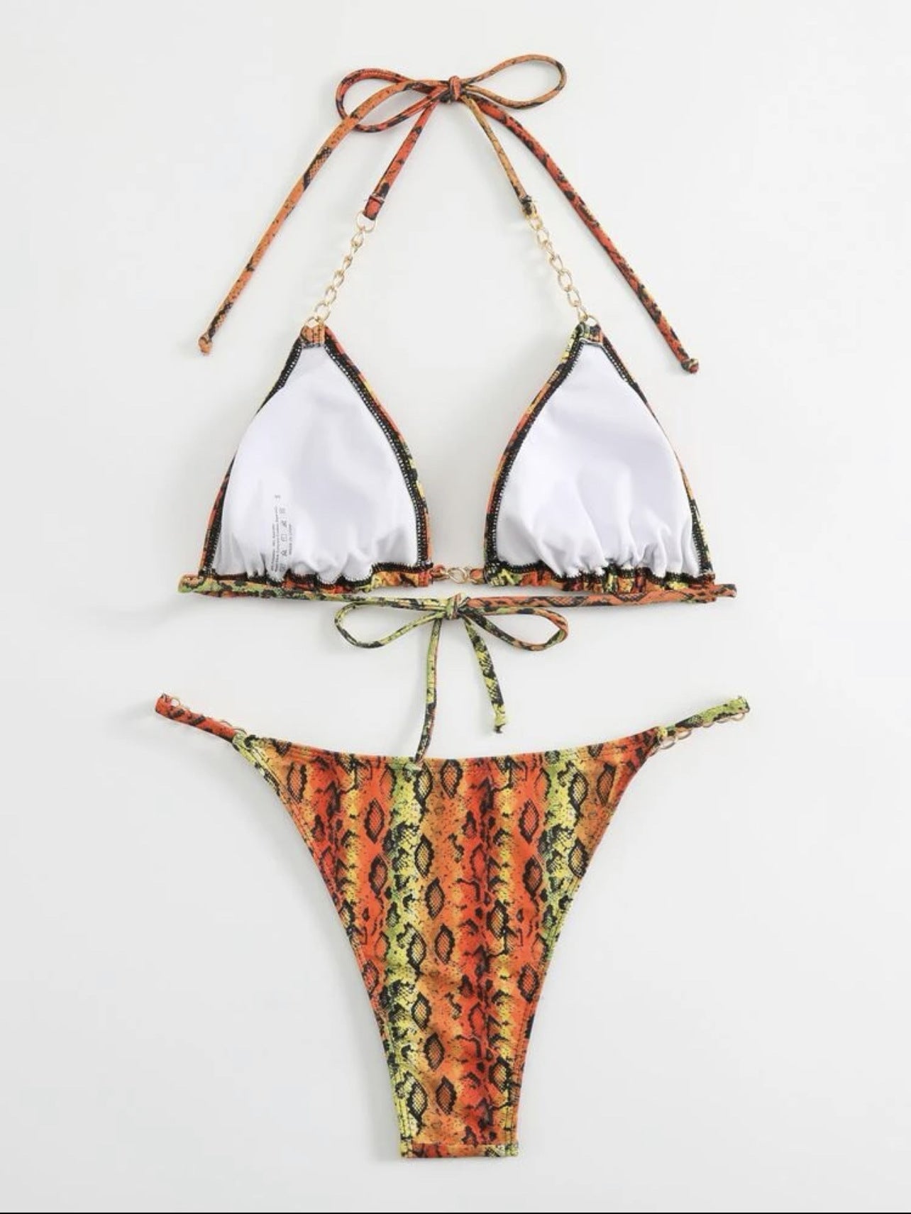 Snake Print Gold Chain Bikini