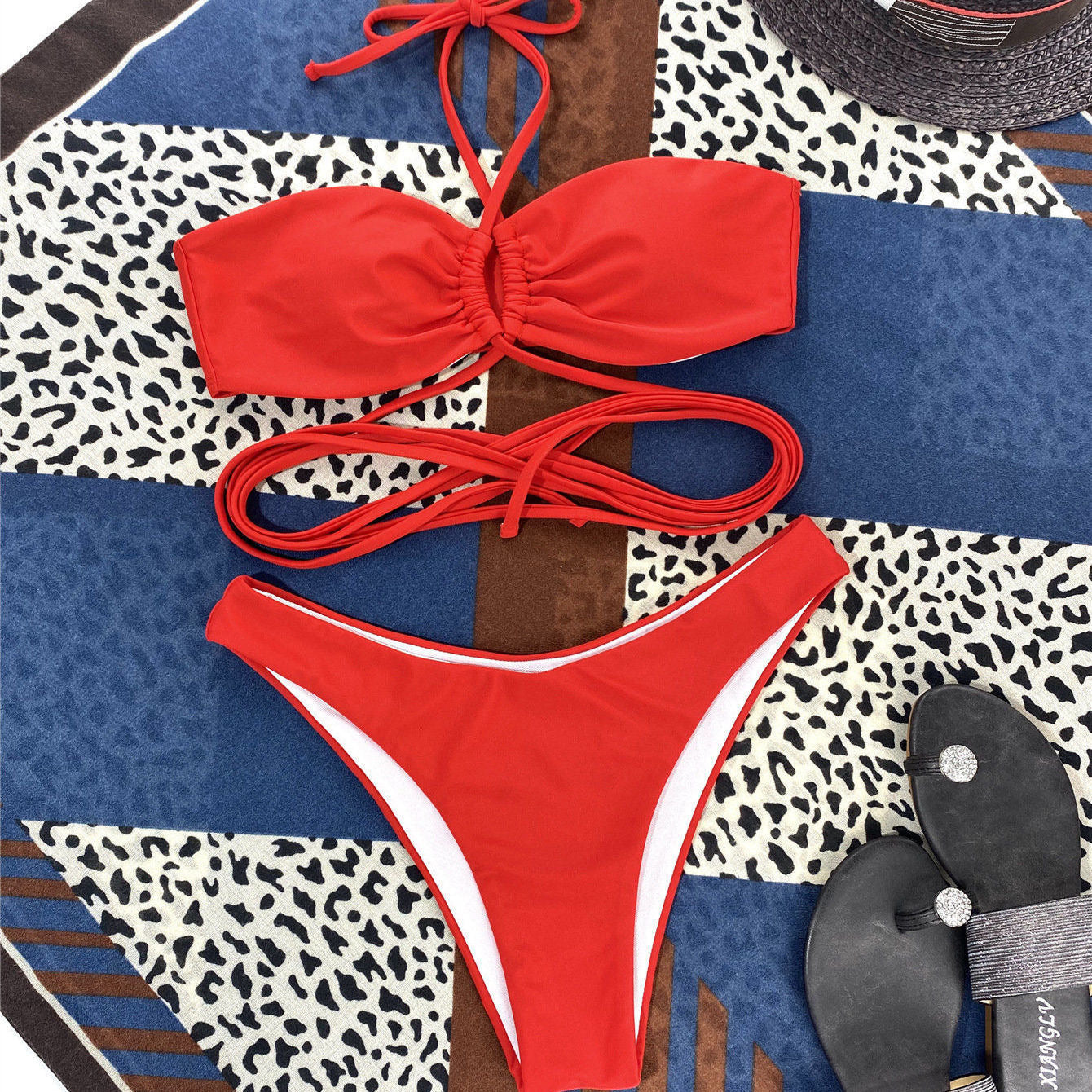 Walking Red Flag Bikini